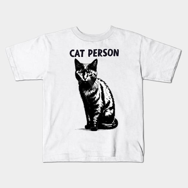 Cat Person Kids T-Shirt by DeathAnarchy